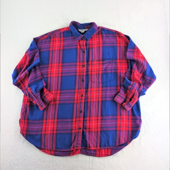 Old Navy The Boyfried Shirt Women's XXL Dopamine Primary Plaid Button Down - Picture 1 of 6